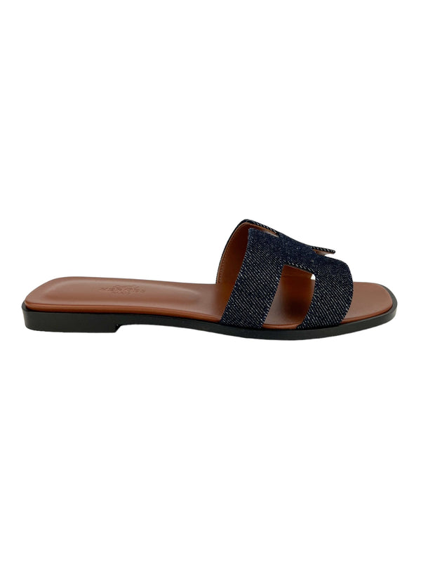 Hermes Denim Oran Sandals Size 36.5 (FULL SET)