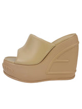 Fendi Cream Leather Platform Slides Size 38.5