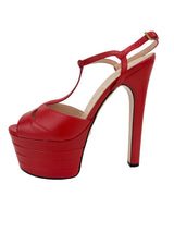 Gucci Red Leather Platform Heels Size 38
