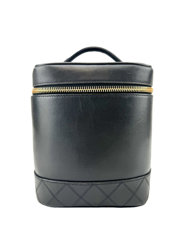 Chanel Black Leather Vintage Vanity Bag