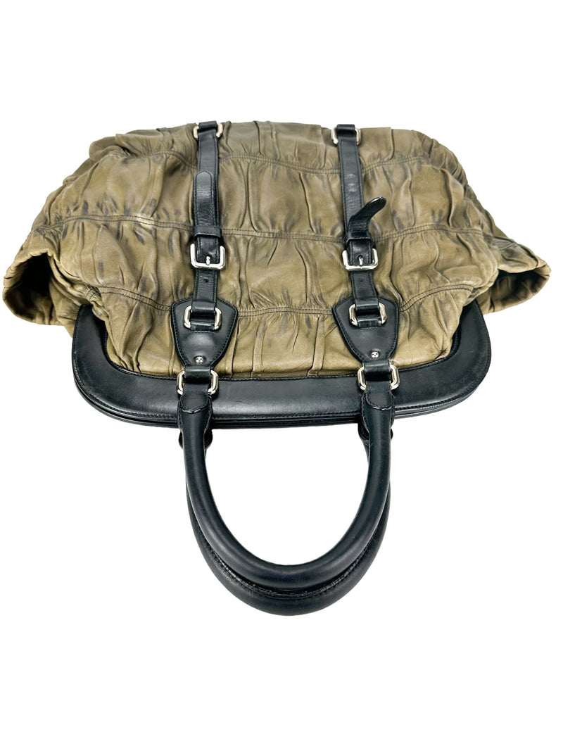 Prada Olive Leather Travel Bag