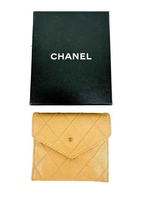 Chanel Beige Caviar Small Wallet (Full Set)