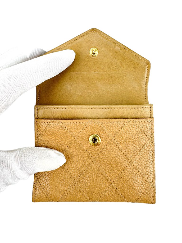 Chanel Beige Caviar Small Wallet (Full Set)