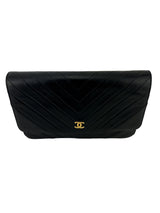 Chanel Vintage Black Chevron Lambskin Single Flap