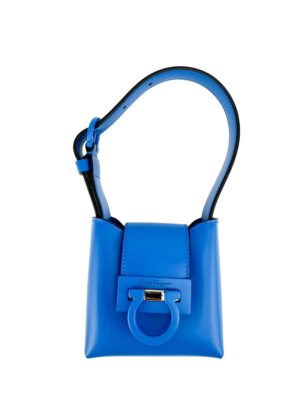 Ferragamo Blue Leather Trifolio Mini Bag