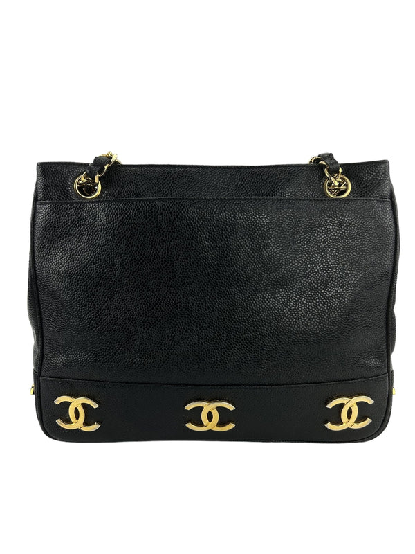 Chanel Vintage Black Triple CC Shoulder Bag