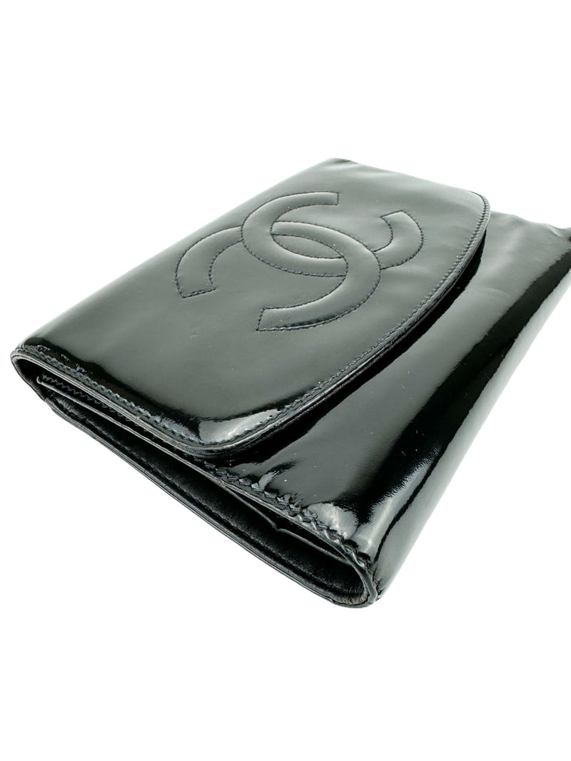 Chanel Black Patent Leather Compact Wallet