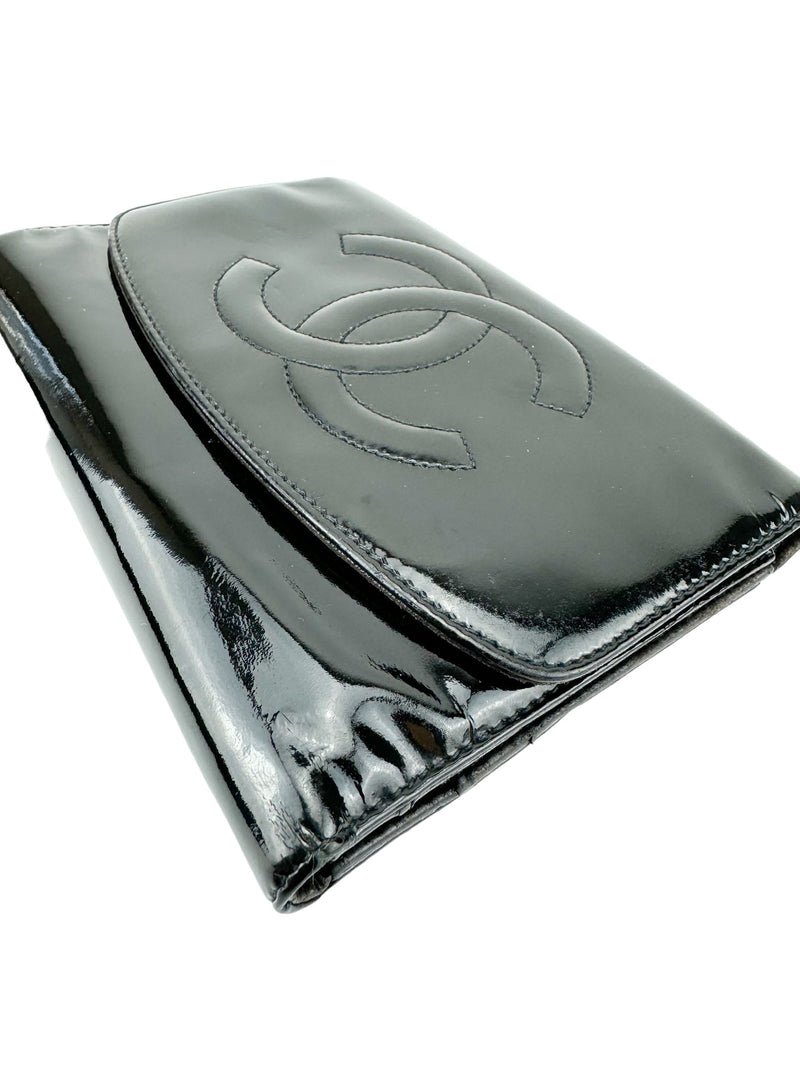 Chanel Black Patent Leather Compact Wallet