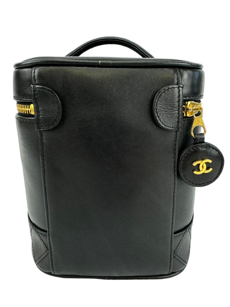 Chanel Black Vintage Lambskin Vanity Bag (Full Set)