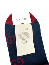 Gucci Blue Cotton Knit Logo Socks