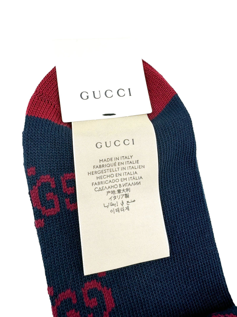 Gucci Blue Cotton Knit Logo Socks