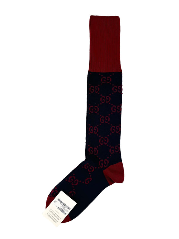 Gucci Blue Cotton Knit Logo Socks