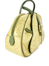 Christian Dior Green Ostrich Double Saddle Bowler Bag