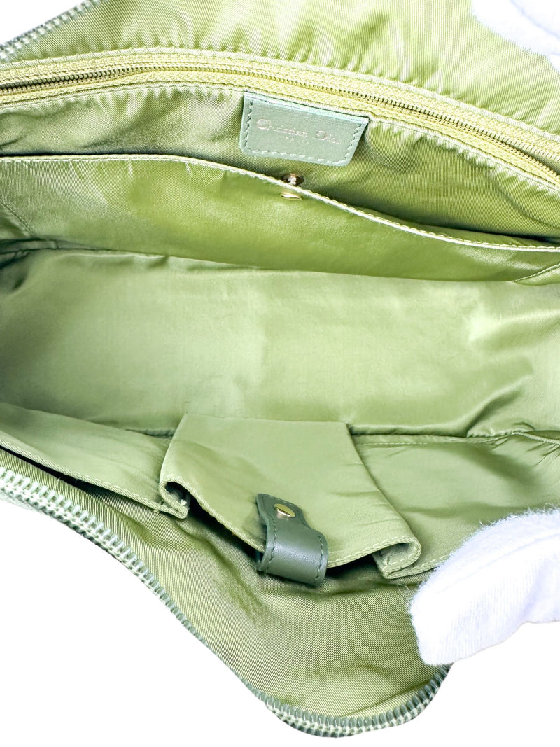 Christian Dior Green Ostrich Double Saddle Bowler Bag