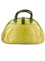 Christian Dior Green Ostrich Double Saddle Bowler Bag