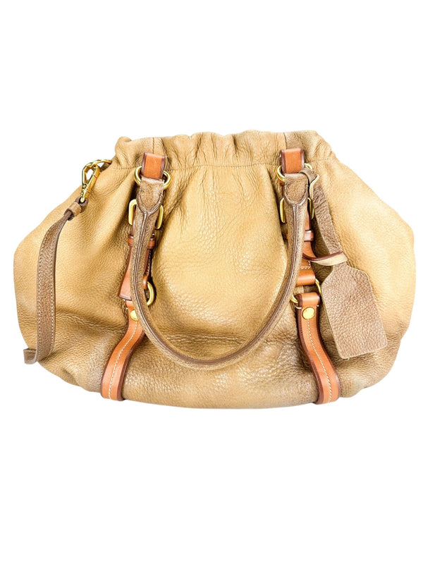 Prada Tan Leather Cervo Antik Handbag