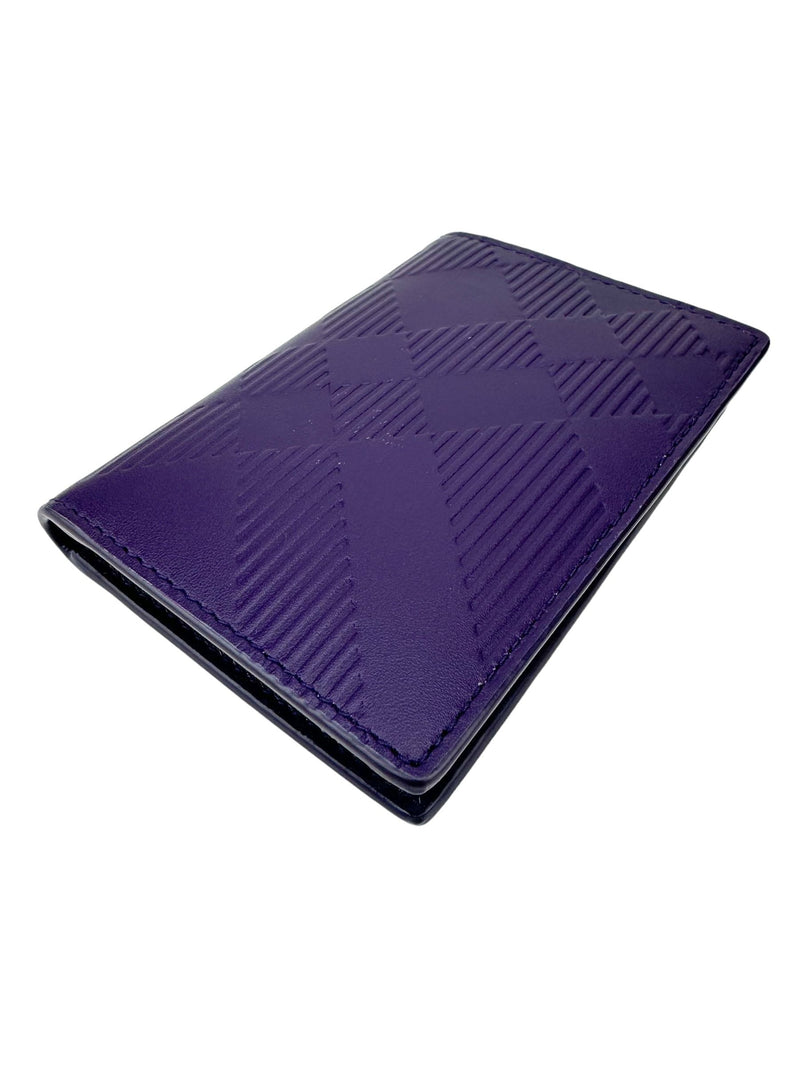 Burberry Purple Leather Embossed Bifold Wallet