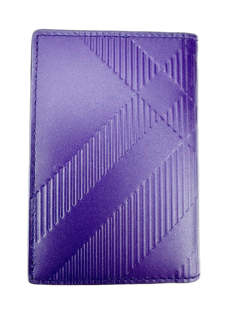 Burberry Purple Leather Embossed Bifold Wallet