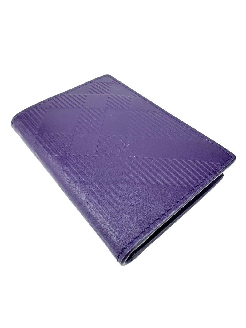 Burberry Purple Leather Embossed Bifold Wallet