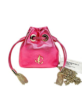 Jimmy Choo Pink Metallic Leather Mini Marcheline Bucket Bag