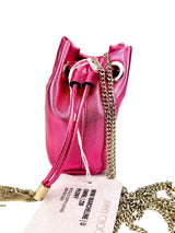 Jimmy Choo Pink Metallic Leather Mini Marcheline Bucket Bag