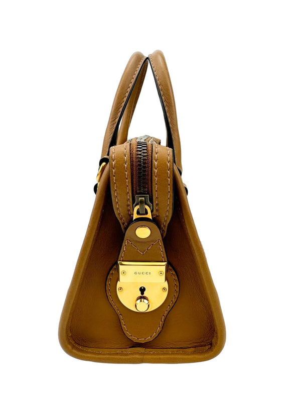 Gucci Brown Leather Double G Handbag