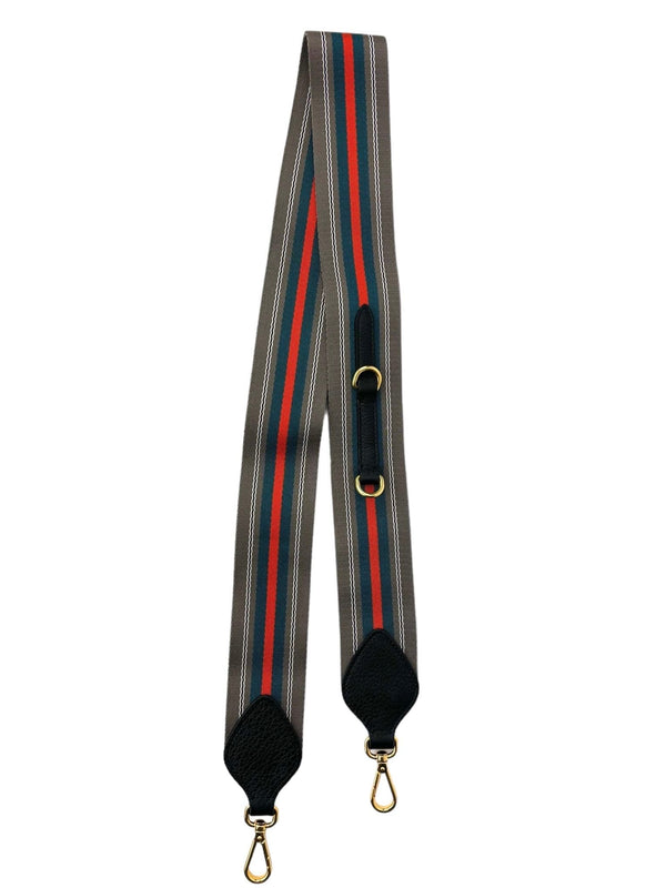 Prada Vitello Daino Striped Webbed Strap