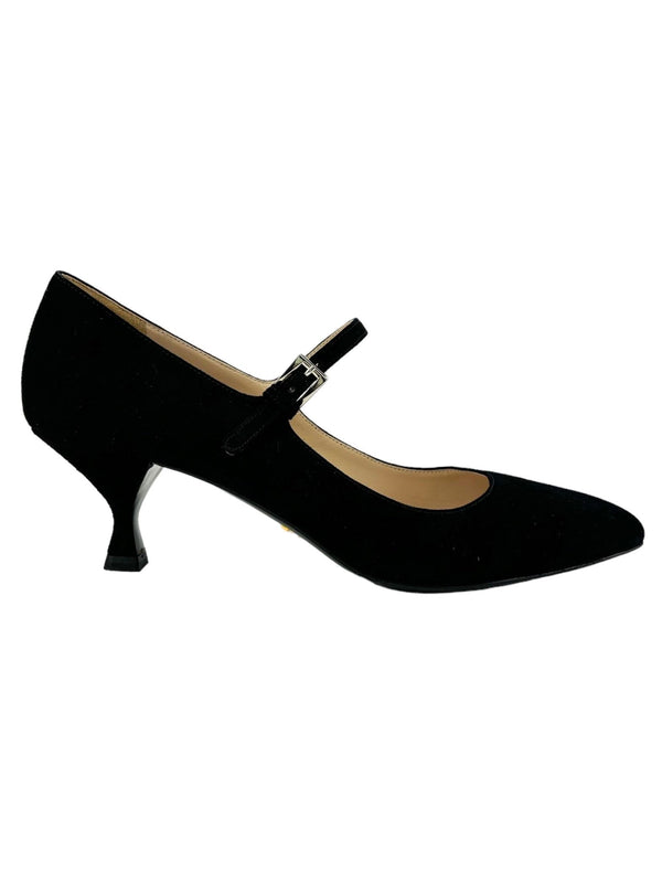 Prada Black Suede Mary Jane Pumps Size 38.5