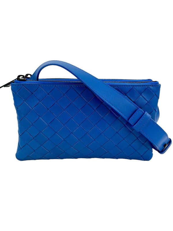 Bottega Veneta Royal Blue Intreciatto Trio Crossbody