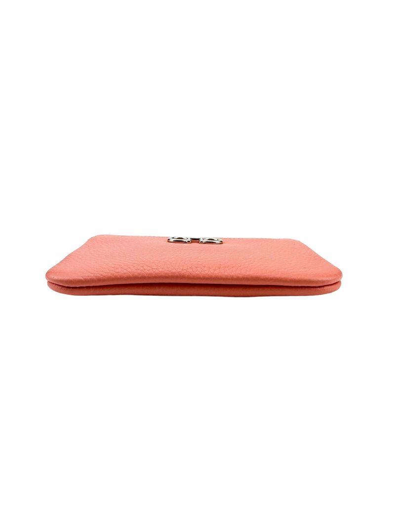 Ferragamo Coral Leather Zip Coin Case