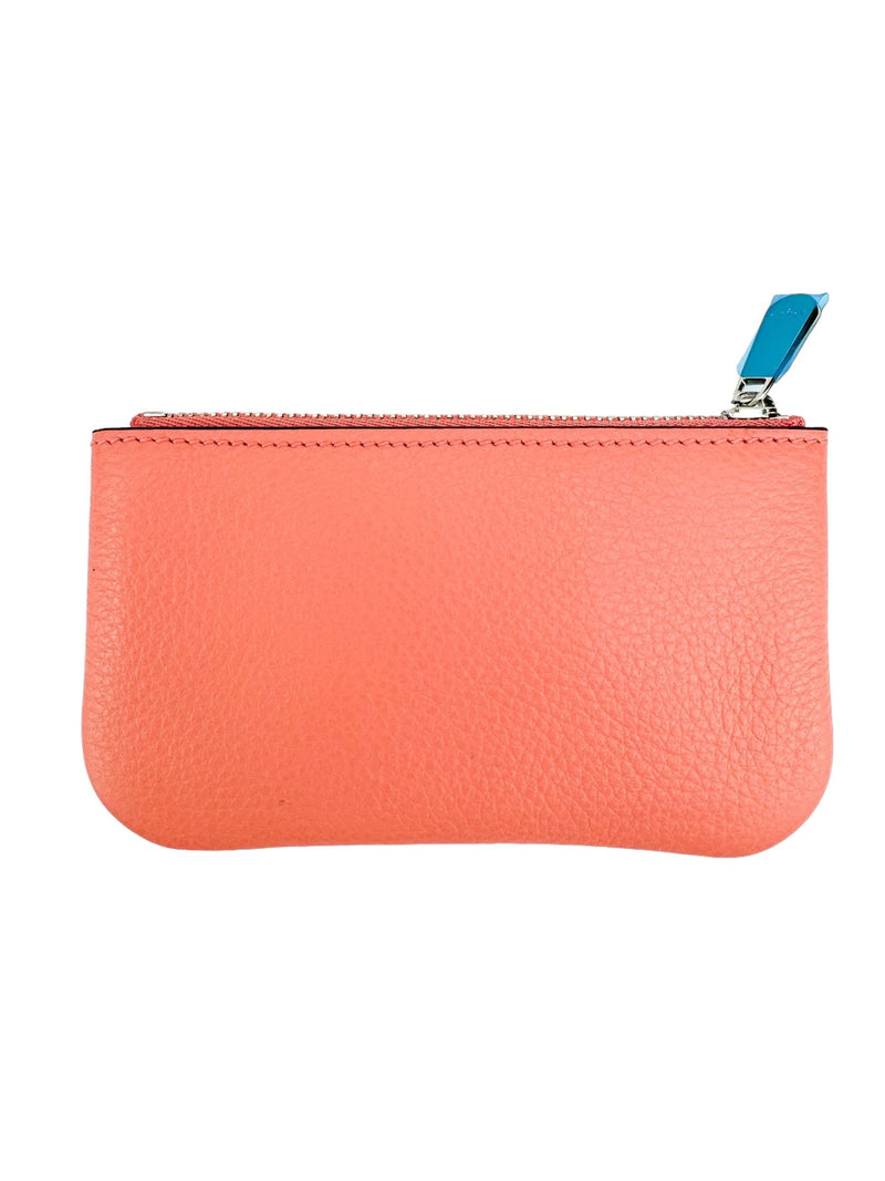 Ferragamo Coral Leather Zip Coin Case