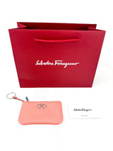 Ferragamo Coral Leather Zip Coin Case