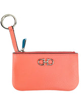 Ferragamo Coral Leather Zip Coin Case