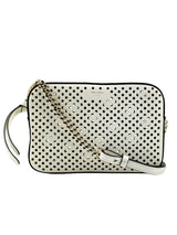 Jimmy Choo White Leather Perforated Camera Bag