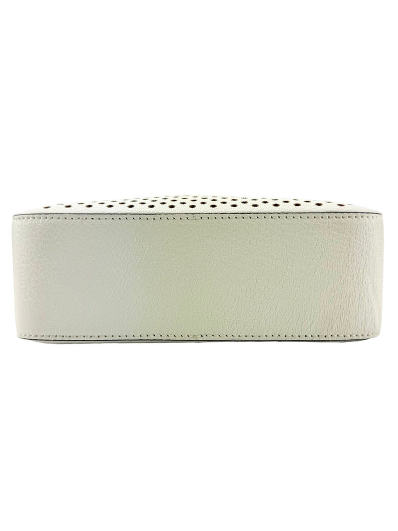 Jimmy Choo White Leather Perforated Camera Bag