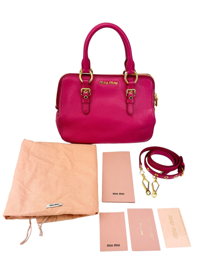 Miu Miu Pink Leather Madras Handbag