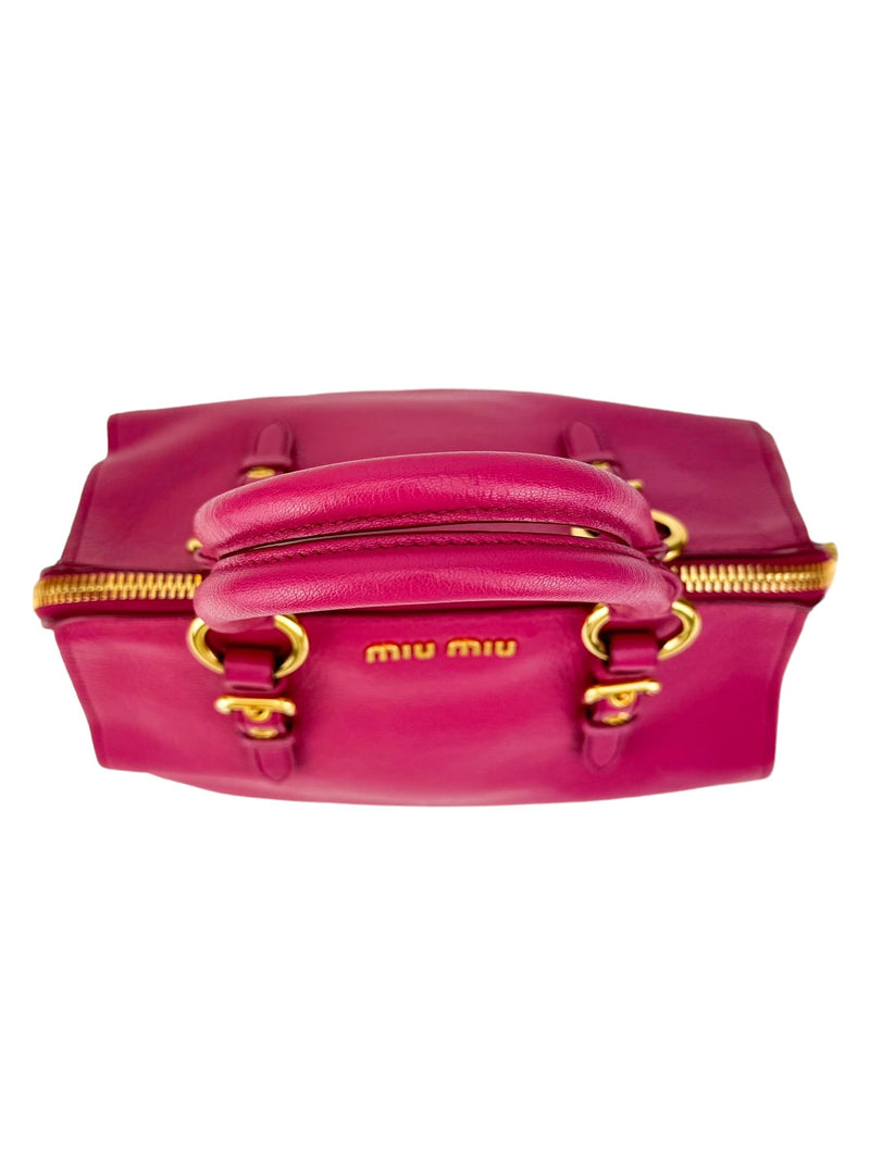 Miu Miu Pink Leather Madras Handbag