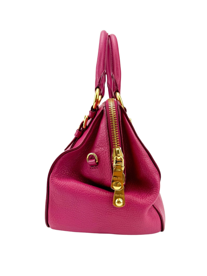 Miu Miu Pink Leather Madras Handbag