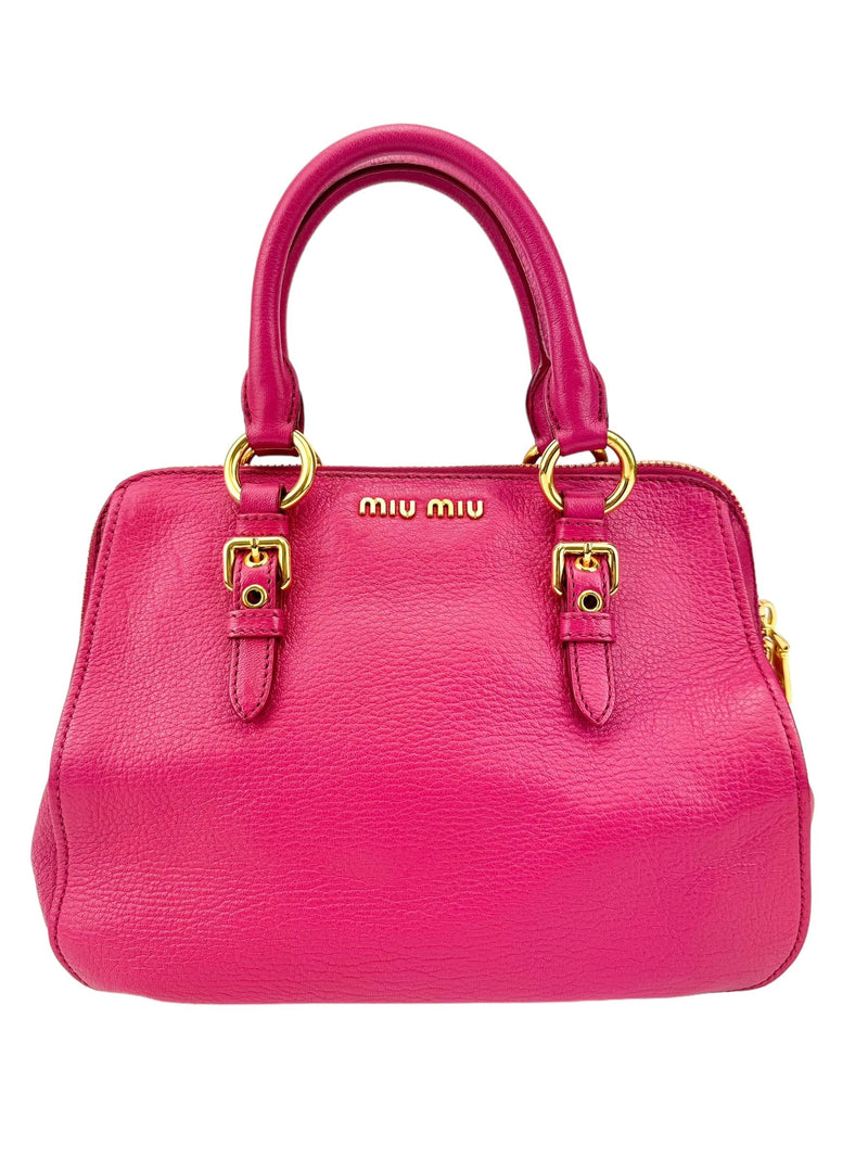 Miu Miu Pink Leather Madras Handbag