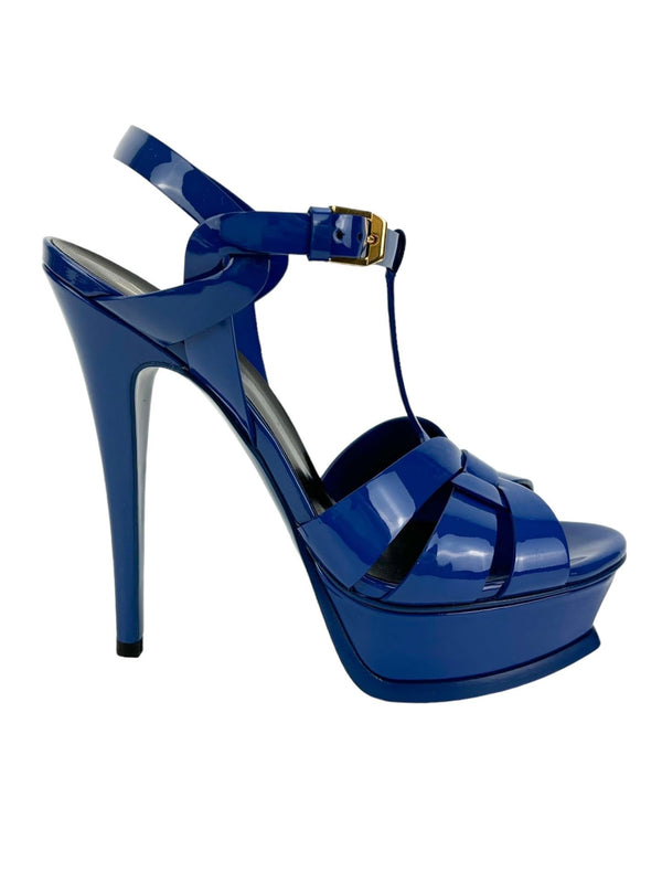 Saint Laurent Royal Blue Tribute Platform Heels Size 36.5