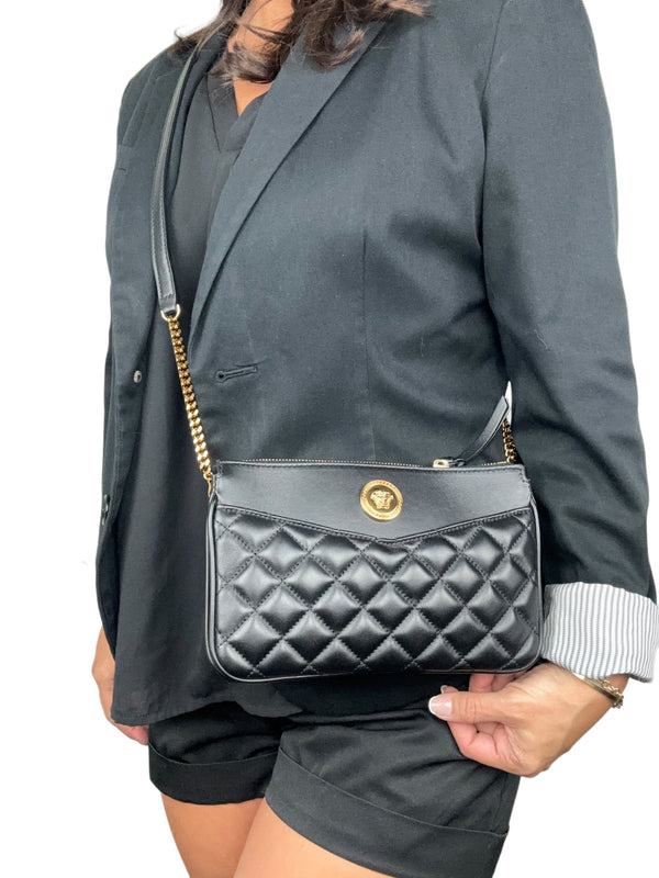 Versace Black Quilted Lambskin Crossbody