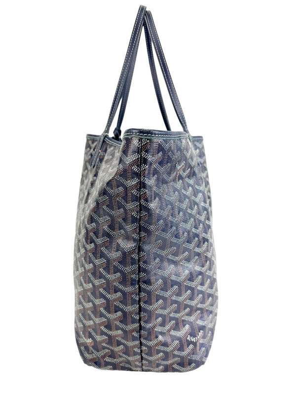 Goyard Navy Blue Goyardine Saint Louis PM Tote W/ Pouch