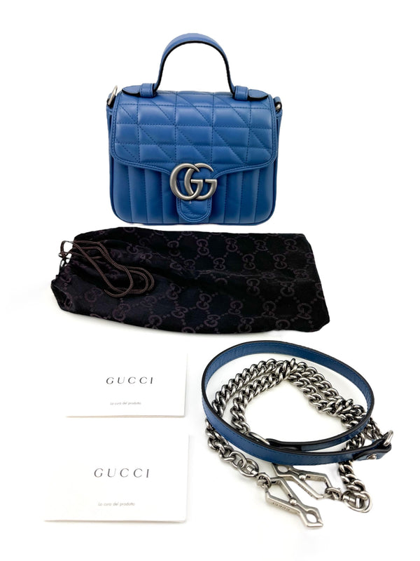 Gucci Blue Leather Aria Matelasse Bag