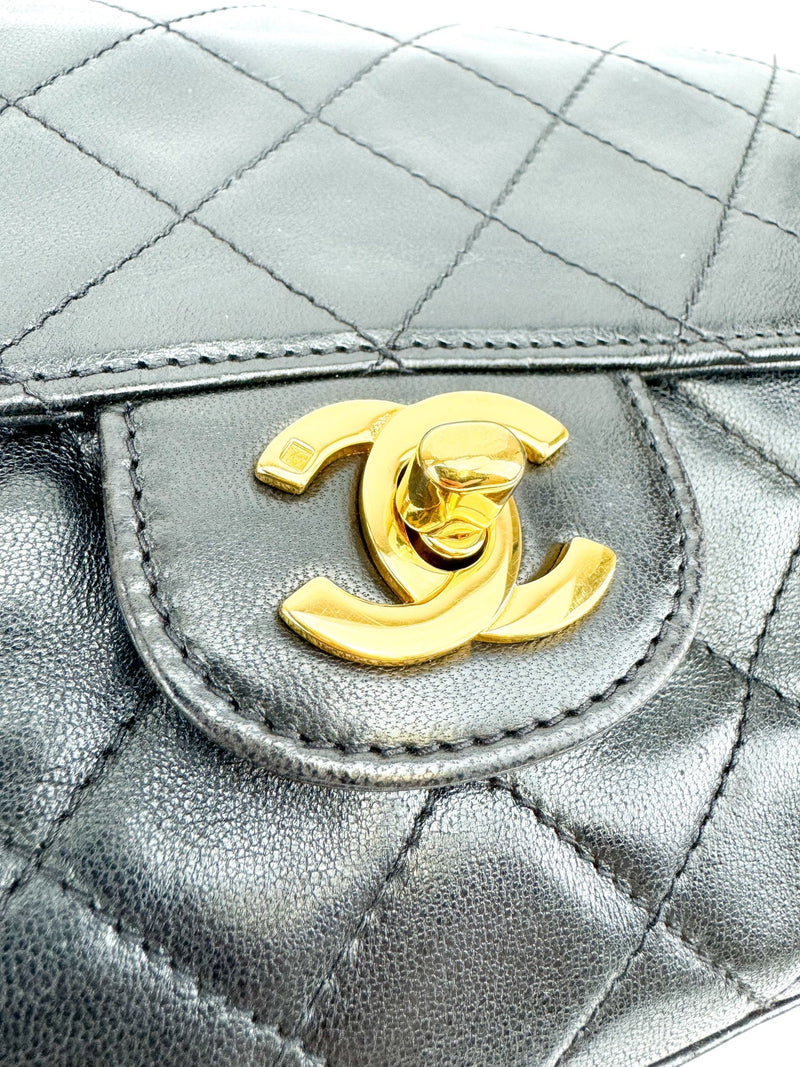 Chanel Black Leather Vintage Single Flap Clutch