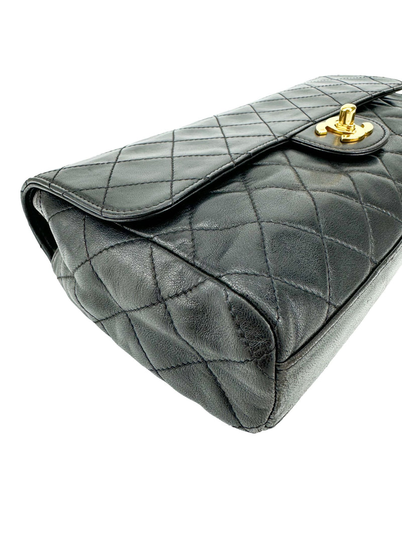 Chanel Black Leather Vintage Single Flap Clutch