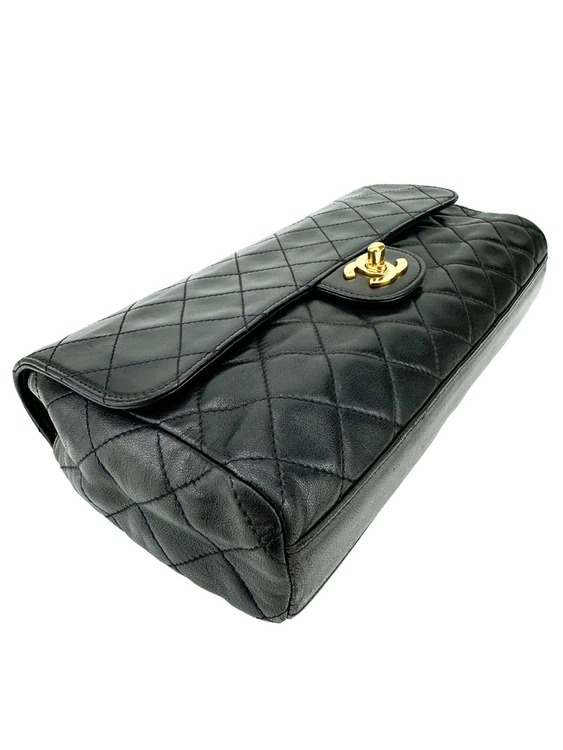 Chanel Black Leather Vintage Single Flap Clutch