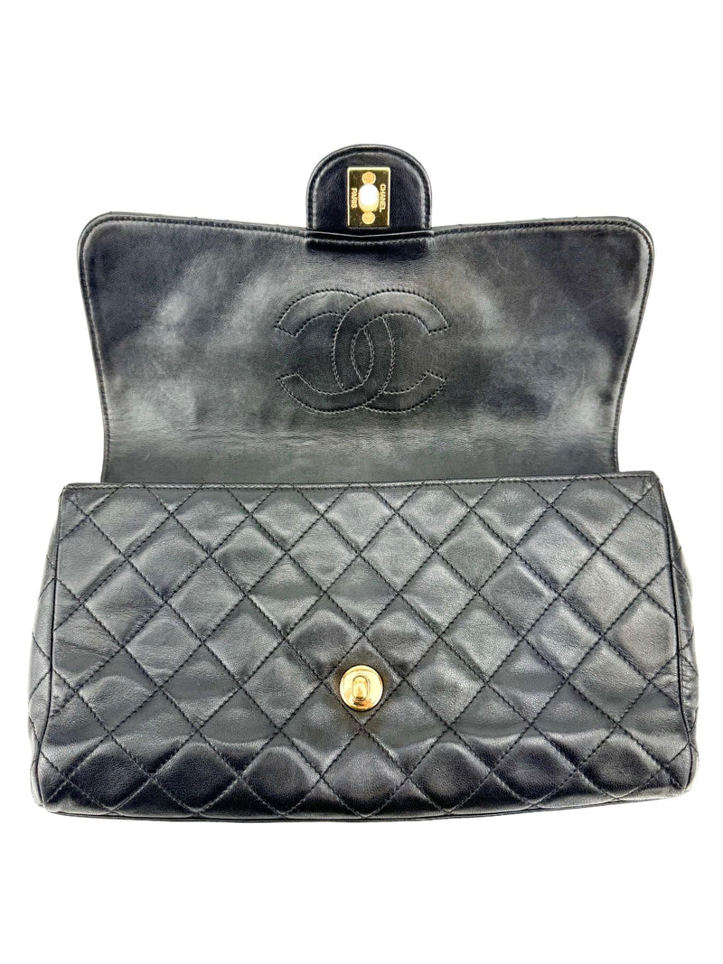 Chanel Black Leather Vintage Single Flap Clutch