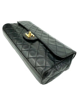 Chanel Black Leather Vintage Single Flap Clutch