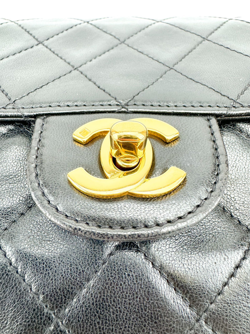 Chanel Black Leather Vintage Single Flap Clutch