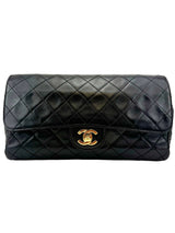 Chanel Black Leather Vintage Single Flap Clutch